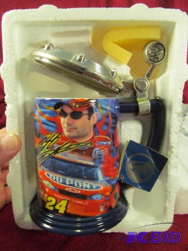 lot 13 image: 2002 Jeff Gordon #24 Track Burner Collector Tankard by The Frankilin Mint.