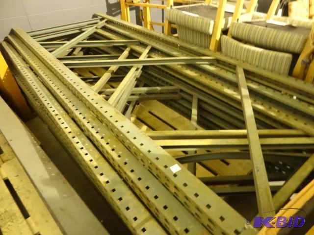 lot 181 image: 42 x 120 tear drop pallet rack upright. Qty 2...