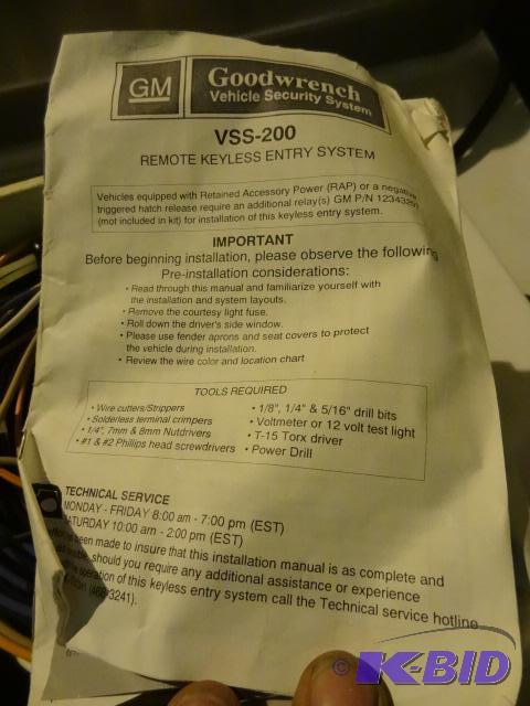 lot 200 image: GM VSS-200 remote keyless entry system. New...