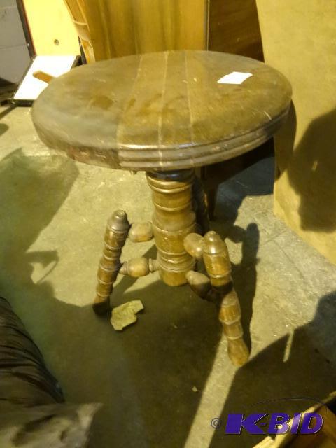 lot 201 image: Vintage wood piano stool. Top needs to be scr...
