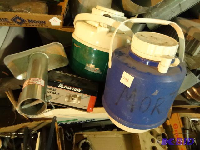 lot 218 image: Box of roof jacks. Trailer jack bases. 2 wate...