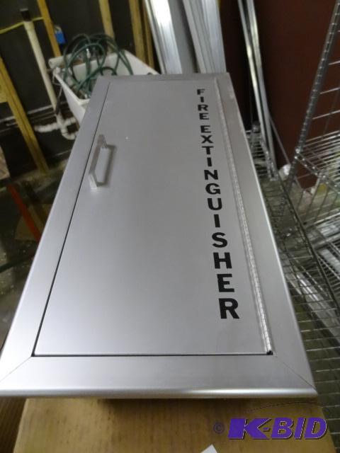 lot 274 image: In wall fire extinguisher cabinet. Aluminum....
