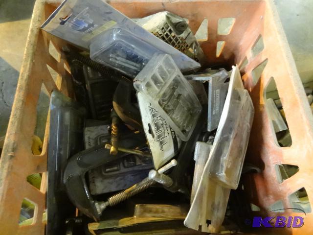 lot 325 image: Bin of C clamps. Bit driver kits...