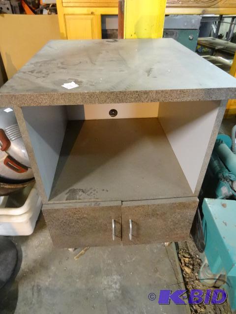 lot 333 image: Laminate cabinet with stainless legs. 2 doors...