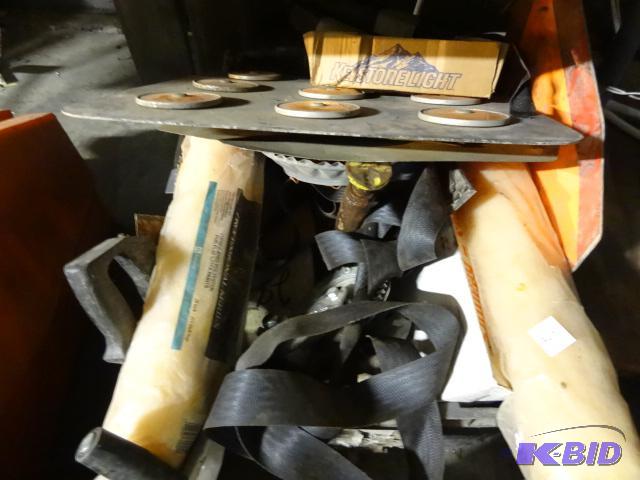 lot 347 image: Box of misc reflective signs. Paint riollers....