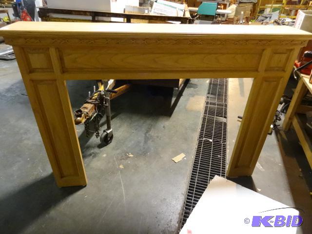 lot 350 image: Wood fire place mantel. 69 x 11 x 49...
