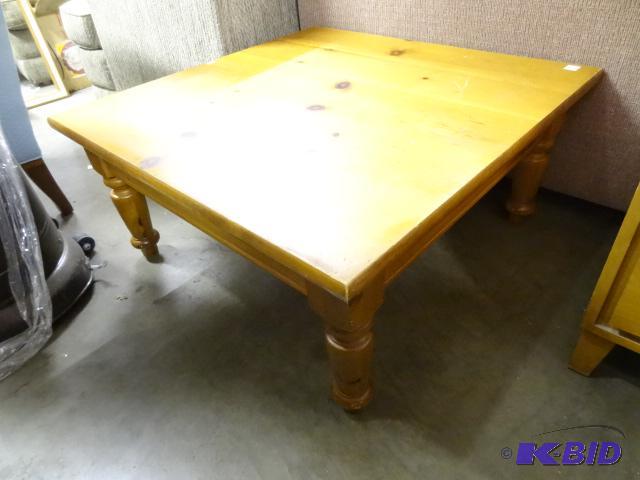 lot 101 image: Vintage wood coffee table. 36 x 36 x 16...