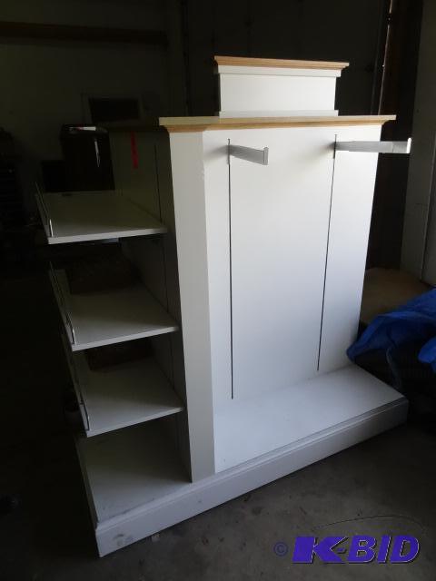 lot 12 image: Retail display on wheels. 2 sided. Has 2 shel...