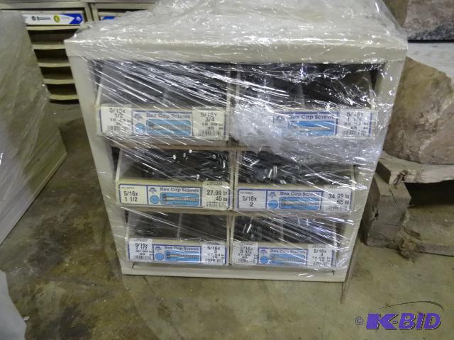 lot 36 image: Hardware bin with new 516 bolts...