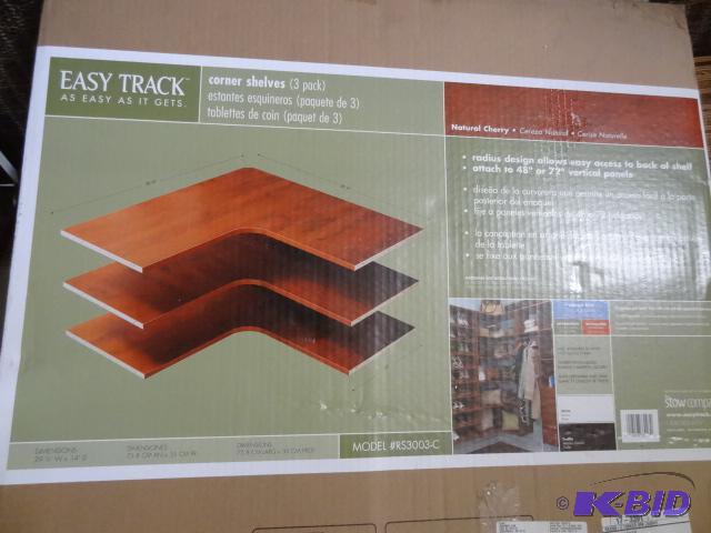 lot 4 image: Easy track corner shelves. 3 pack. Model RS30...