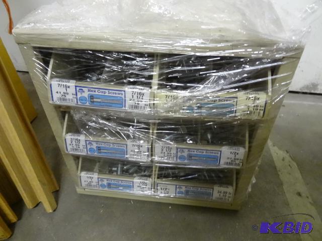 lot 41 image: Hardware bin with new 716 bolts...