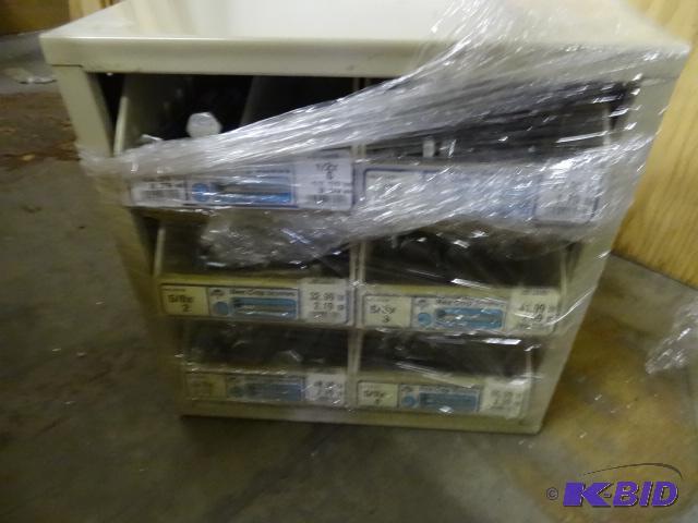 lot 43 image: Hardware bin with new 58 bolts...