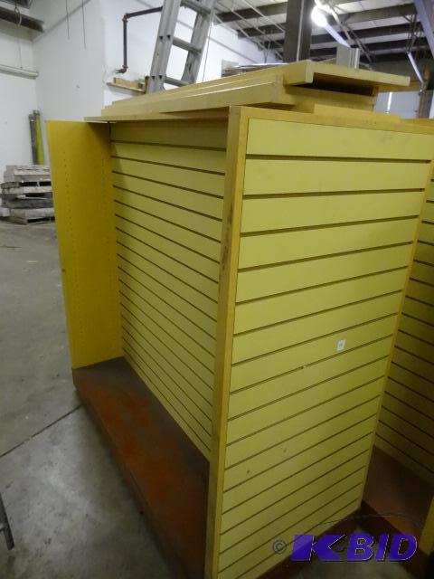 lot 66 image: Slat wall retail display. 4 sided. 3 shelves....
