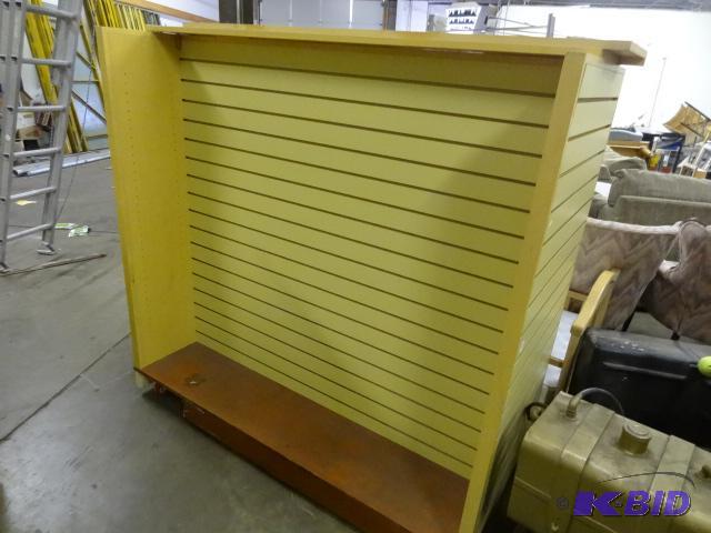 lot 67 image: Slat wall retail display. 4 sided. 3 shelves....