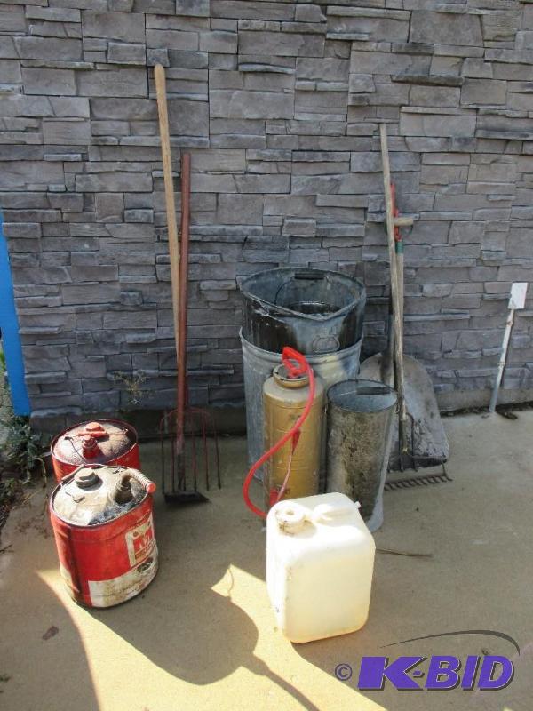 Trash cans, yard tools, gas cans...
