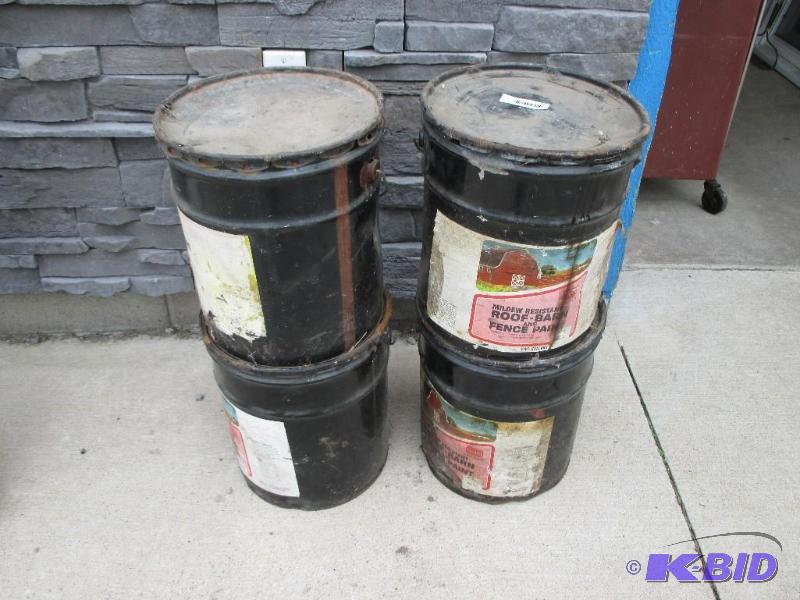 pails of barn paint and sealer...