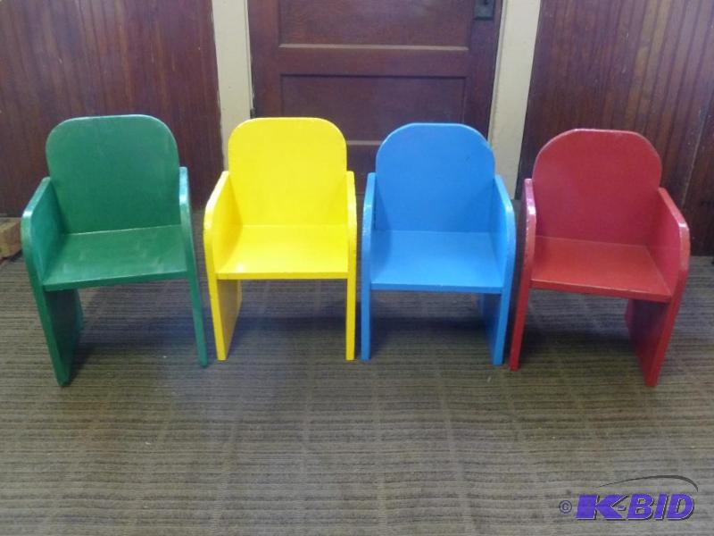 lot 17 image: A set of four heavy duty&nbspwooden kids cha...