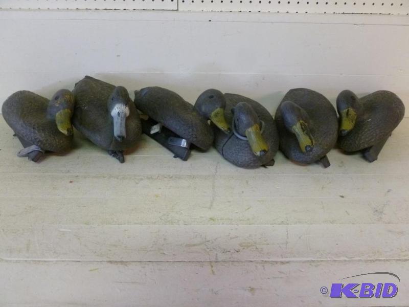 lot 23 image: Lot of five Flambeau hen mallard decoys and a...