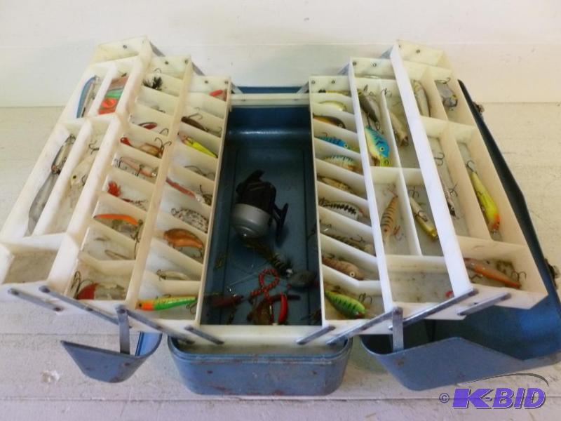 lot 33 image: Large Old Pal metal fishing tackle box loaded...