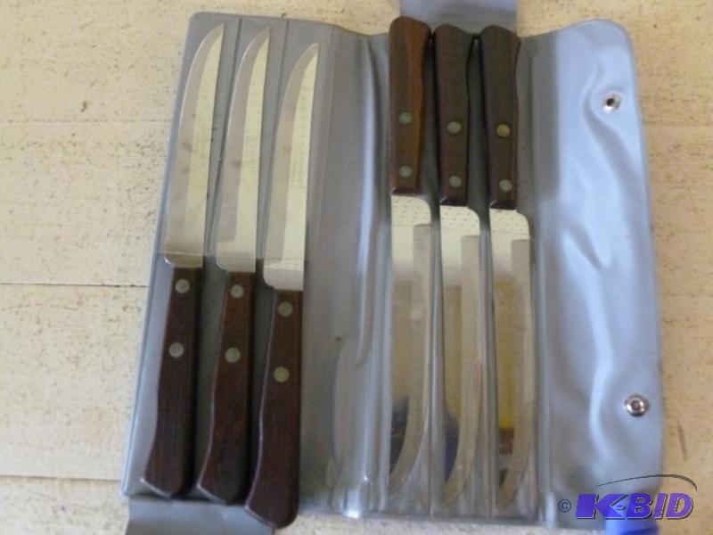 lot 84 image: Forgecraft six piece wood handled stainless s...