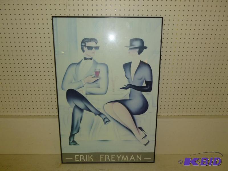 lot 9 image: Large Erik Freyman&nbspmetal framed art pict...