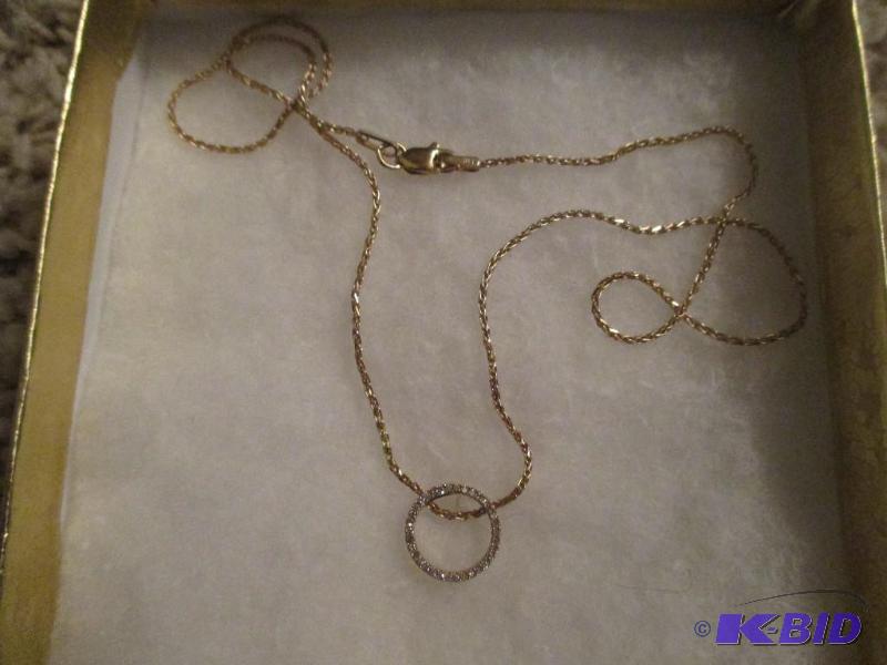 Circle Diamond necklace 14Kt gold chain. This...