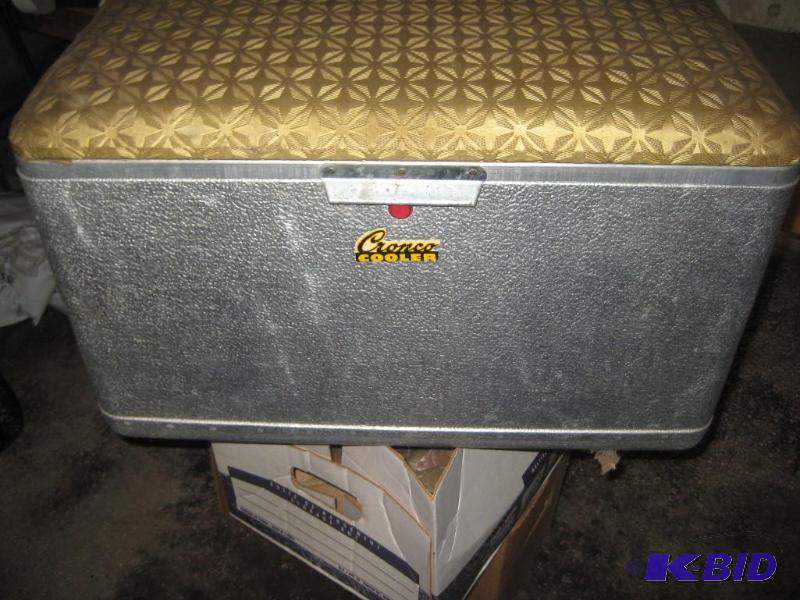 Vintage Aluminum Cooler with Cushioned Seat in Excellent Shape
