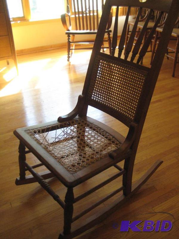 Ornate Cane Bottom Rocking Chair (Needs to have seat re-caned)