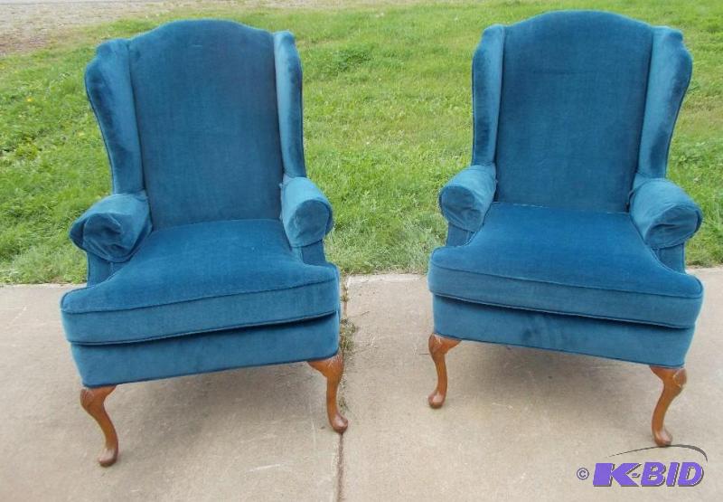 Set of - 2 Blue Fabric Elegant Living RoomSi...