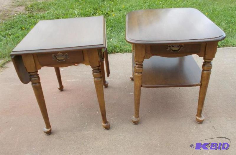 Set of &nbsp- 2 Single Drawer Wood End Table...