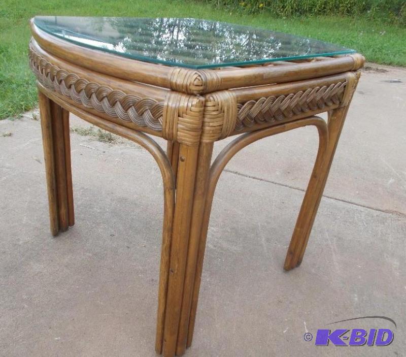 Glass Top Wood End TableNight Stand In Good ...