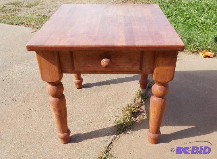 Single Drawer Wood Block Style End Table Nigh...