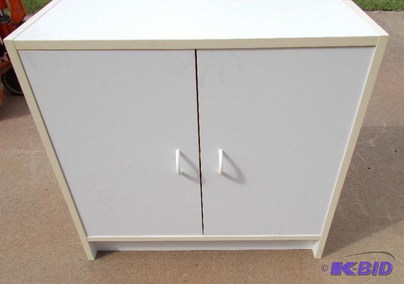 White Finish Wood 2 Door Storage Hutch Buffet...