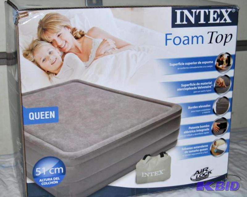 lot 26 image: Intex Queen Size Foam Top Air Bed, velvet sur...