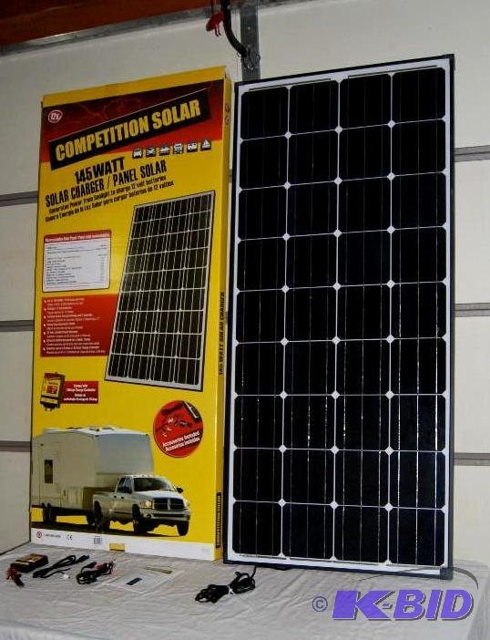 lot 27 image: 145W Crystalline Solar Panel, 8.28 amps per h...