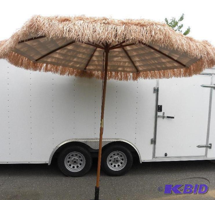 lot 76 image: 9 Thatched Tiki Umbrella, 1 12" diamet...