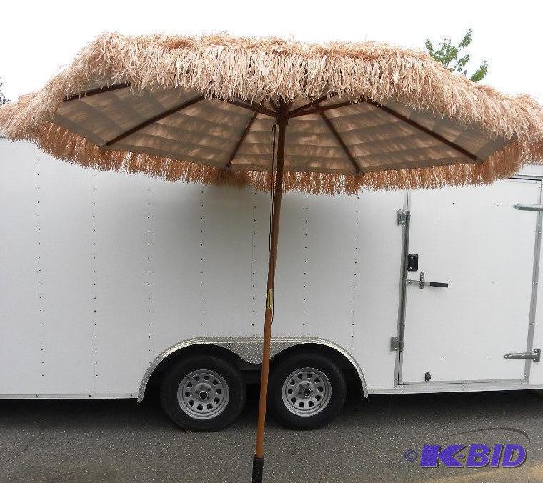 lot 77 image: 9 Thatched Tiki Umbrella, 1 12" diamet...