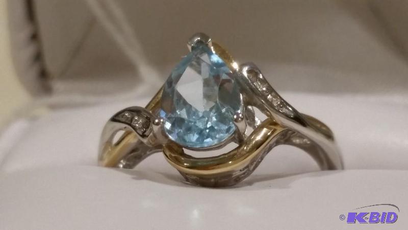Blue Topaz  accented with Diamond Ring