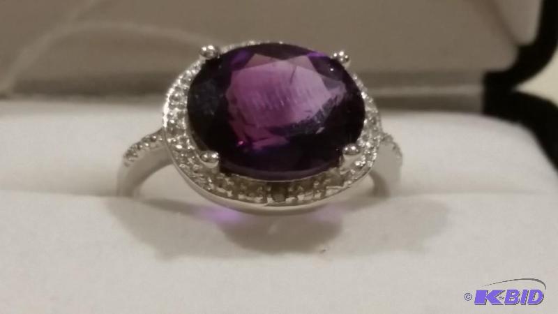 Amethyst and Diamond accent Ring