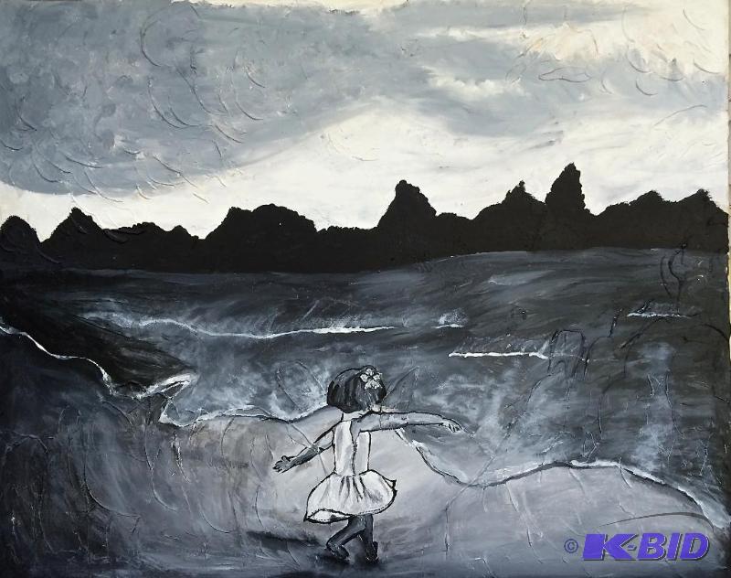 lot 26 image: Black Grey and White Oversized Original Painting