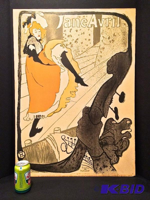 lot 30 image: Jane Avril lithograph by Henri Toulouse-Lautrec Poster Vintage Collectable