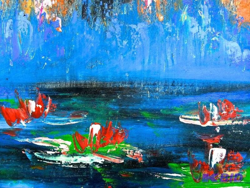 lot 7 image: Abstract Vintage Water Lillies