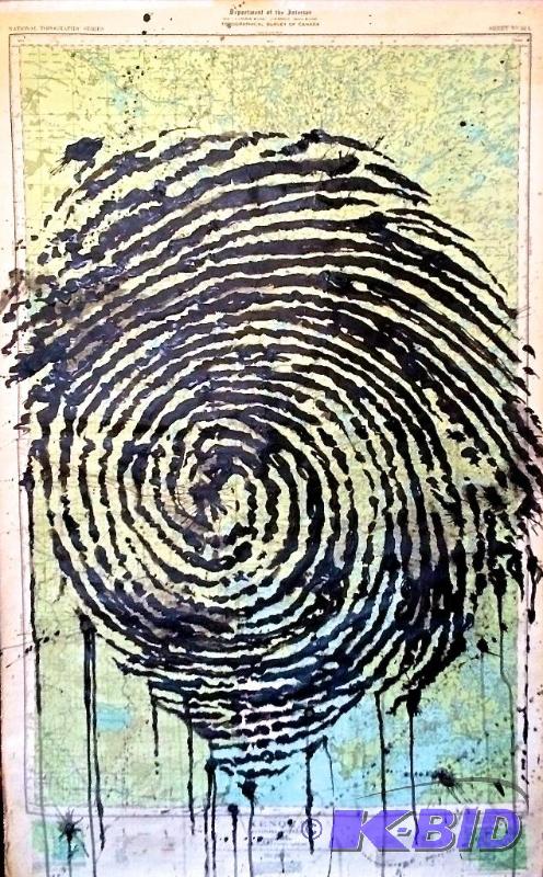 lot 9 image: imprint Original Art on antique map