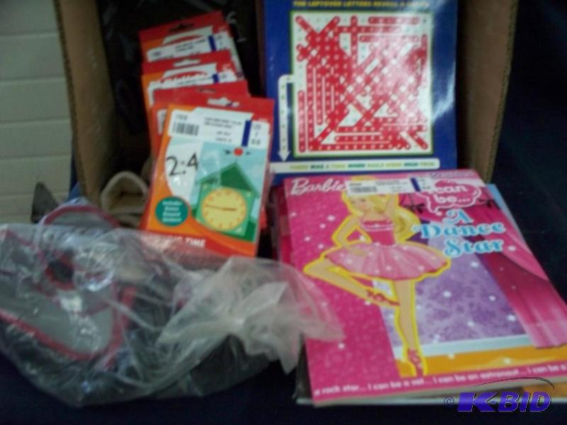 lot 58 image: Box of coloring books flash cards and size 9 ...