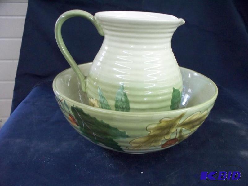 lot 63 image: Old pitcher and bowl...