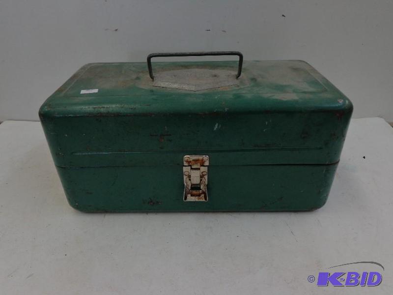 lot 100 image: Victor Tackle Box Green In Color Two Plastic ...