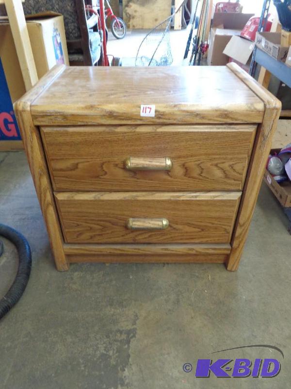 lot 117 image: Wooden 2 Drawer Night Stand 2 Drawers 24"...