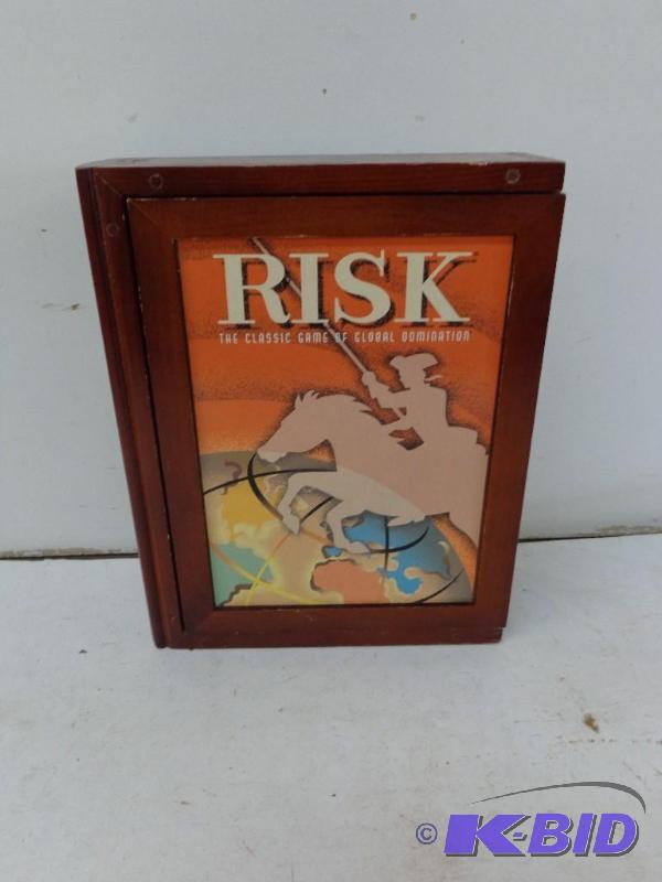 lot 134 image: Risk Board Game Wooden Bookcase Edition Vinta...