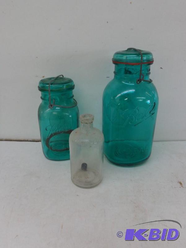 lot 140 image: 2 Ball Ideal Glass Jars (1) 7" x 3.5&quo...