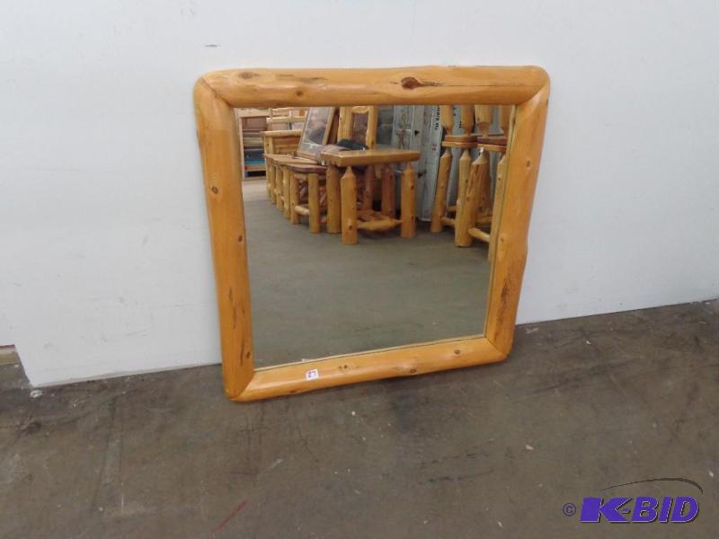 lot 27 image: Log Framed Mirror 35" x 35" Great C...
